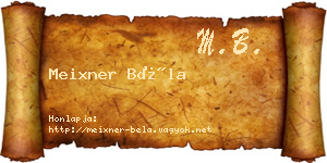 Meixner Béla névjegykártya
